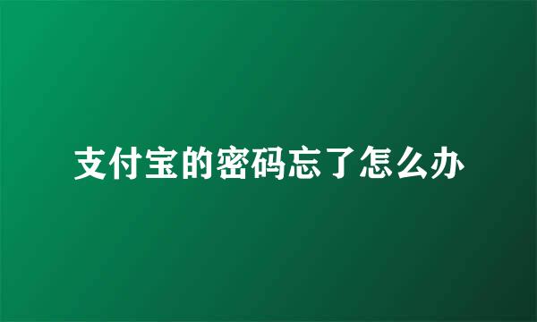 支付宝的密码忘了怎么办