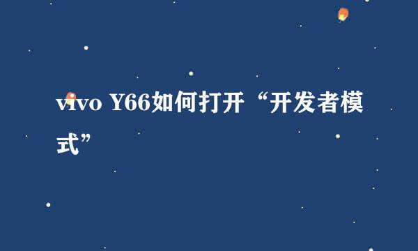 vivo Y66如何打开“开发者模式”