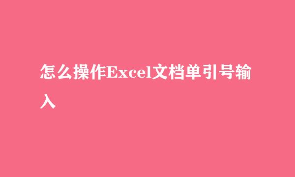 怎么操作Excel文档单引号输入