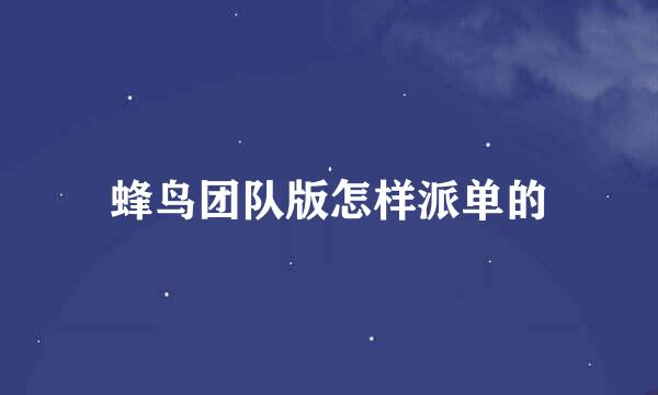 蜂鸟团队版怎样派单的