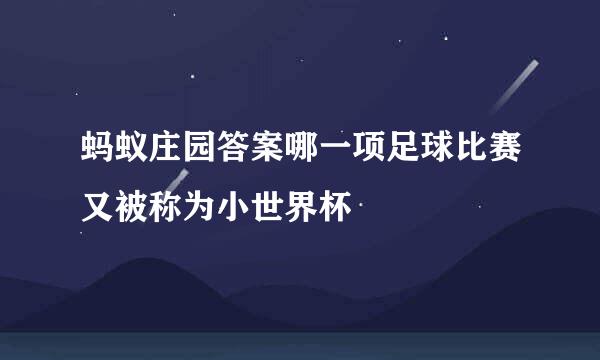 蚂蚁庄园答案哪一项足球比赛又被称为小世界杯