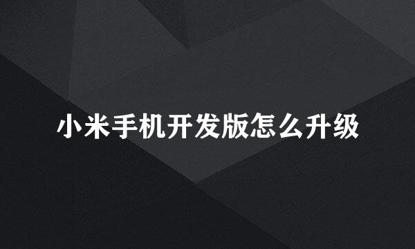 小米手机开发版怎么升级