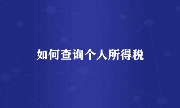 如何查询个人所得税