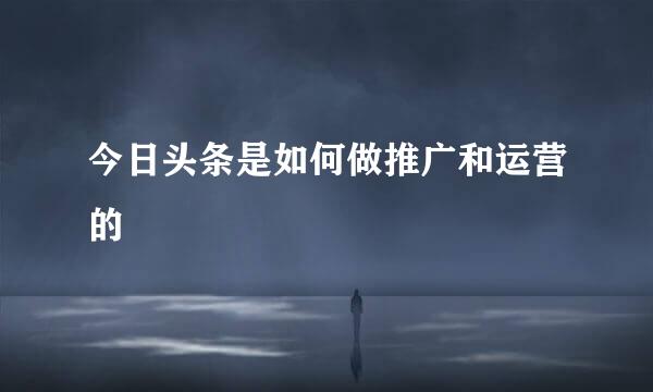 今日头条是如何做推广和运营的