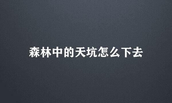 森林中的天坑怎么下去