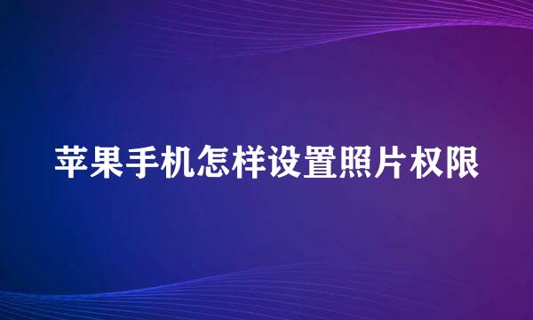 苹果手机怎样设置照片权限