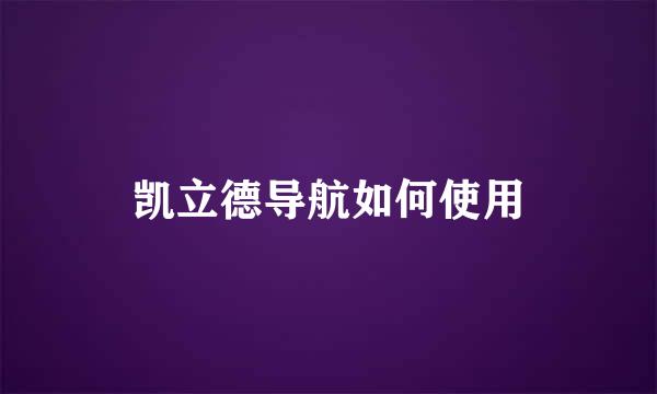 凯立德导航如何使用