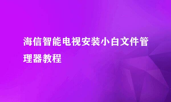 海信智能电视安装小白文件管理器教程