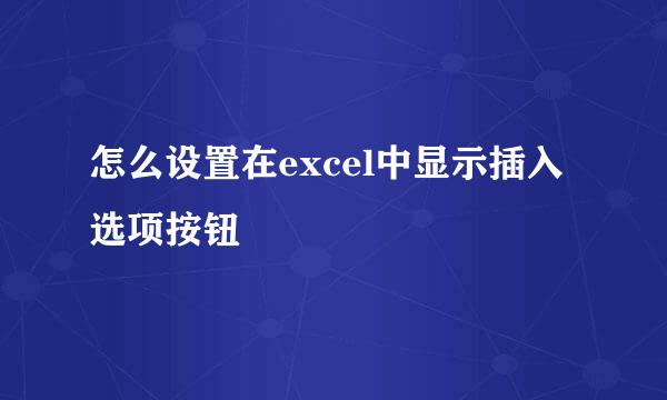 怎么设置在excel中显示插入选项按钮
