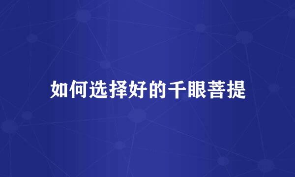 如何选择好的千眼菩提