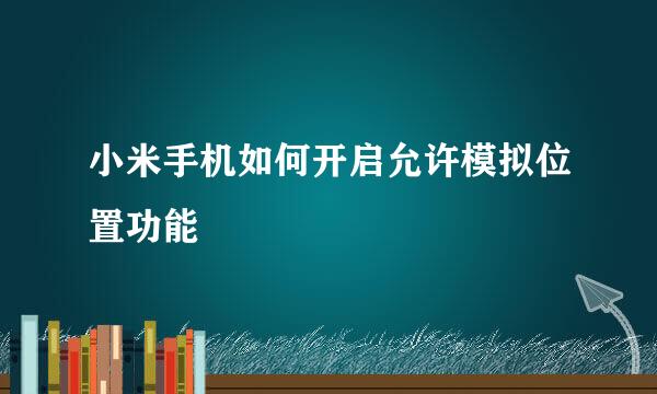 小米手机如何开启允许模拟位置功能