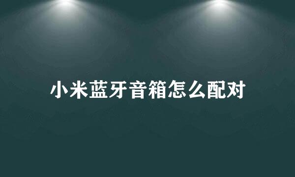 小米蓝牙音箱怎么配对