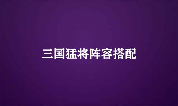 三国猛将阵容搭配