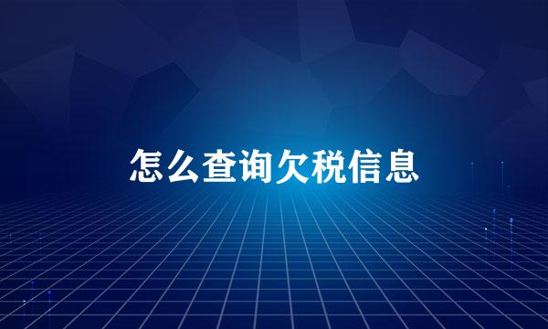 怎么查询欠税信息
