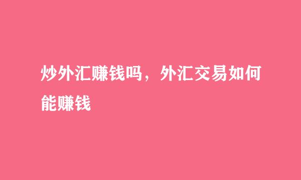 炒外汇赚钱吗，外汇交易如何能赚钱