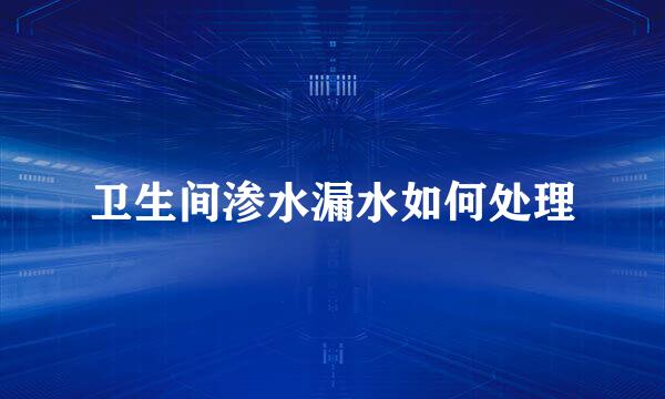 卫生间渗水漏水如何处理