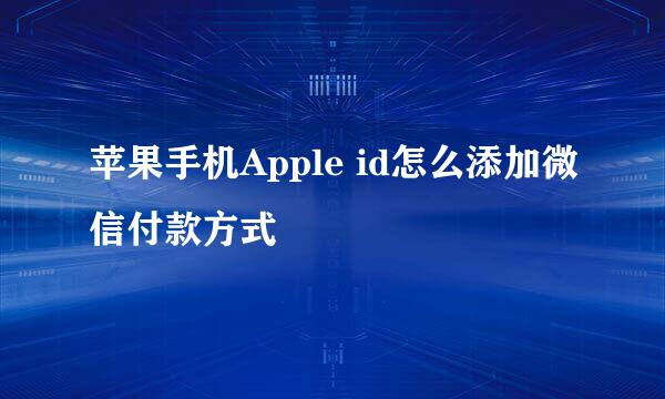 苹果手机Apple id怎么添加微信付款方式