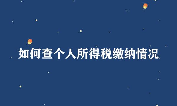 如何查个人所得税缴纳情况