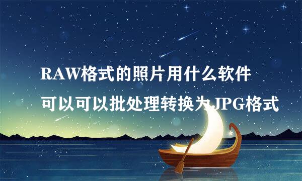 RAW格式的照片用什么软件可以可以批处理转换为JPG格式