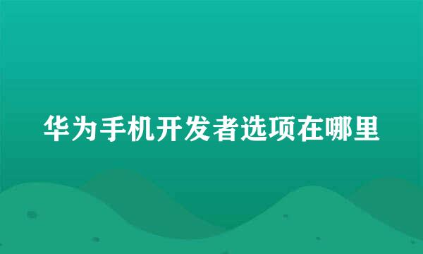 华为手机开发者选项在哪里