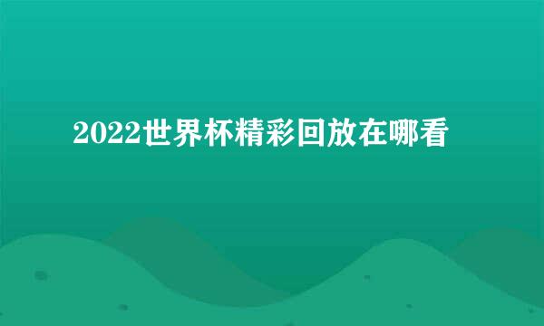 2022世界杯精彩回放在哪看