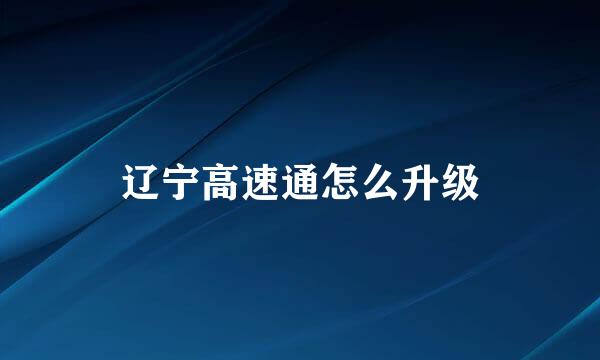 辽宁高速通怎么升级