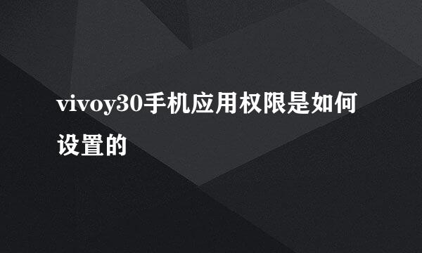 vivoy30手机应用权限是如何设置的