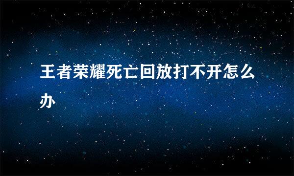 王者荣耀死亡回放打不开怎么办