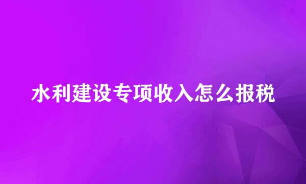 水利建设专项收入怎么报税