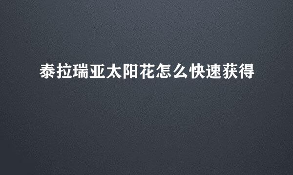 泰拉瑞亚太阳花怎么快速获得