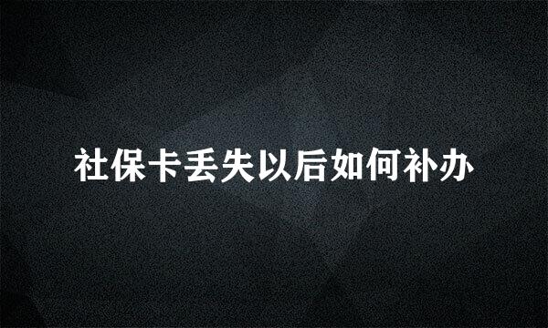 社保卡丢失以后如何补办