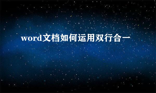 word文档如何运用双行合一