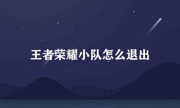王者荣耀小队怎么退出