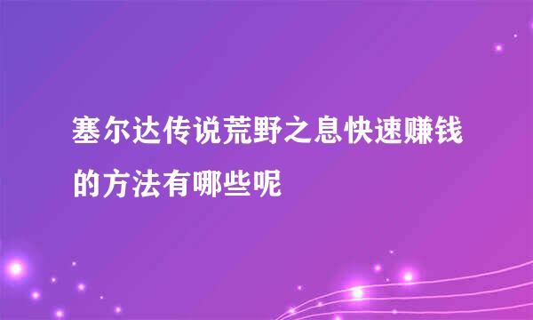 塞尔达传说荒野之息快速赚钱的方法有哪些呢