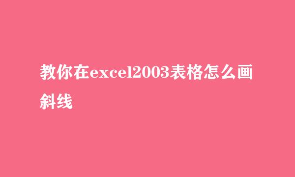 教你在excel2003表格怎么画斜线