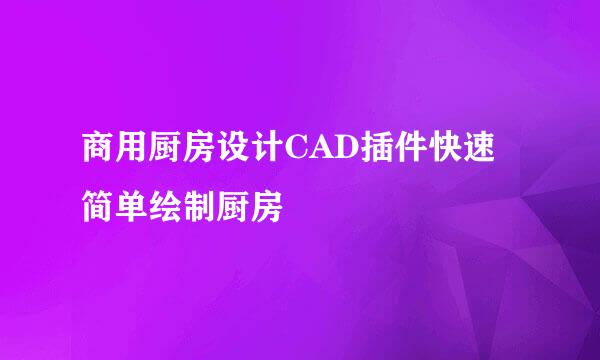 商用厨房设计CAD插件快速简单绘制厨房