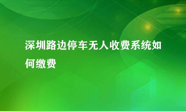 深圳路边停车无人收费系统如何缴费
