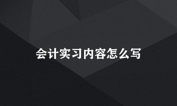 会计实习内容怎么写