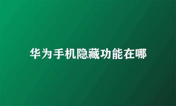 华为手机隐藏功能在哪