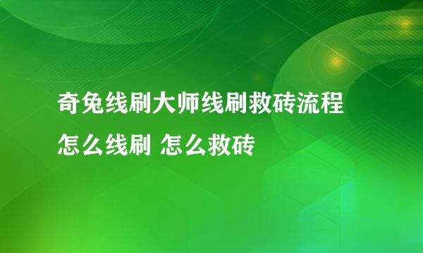 奇兔线刷大师线刷救砖流程 怎么线刷 怎么救砖