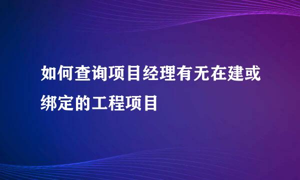 如何查询项目经理有无在建或绑定的工程项目