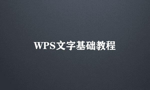WPS文字基础教程