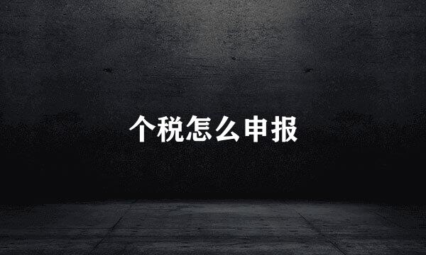 个税怎么申报