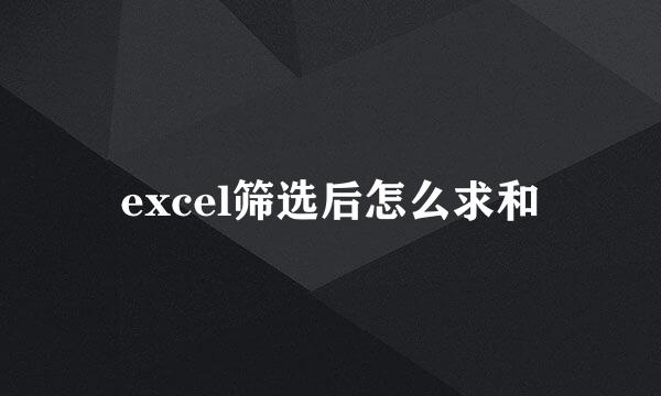 excel筛选后怎么求和