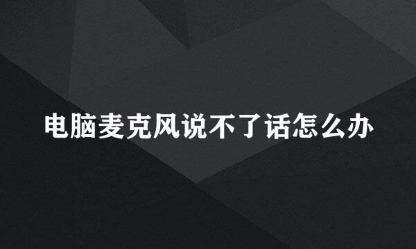 电脑麦克风说不了话怎么办
