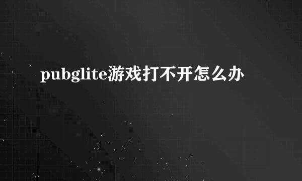 pubglite游戏打不开怎么办