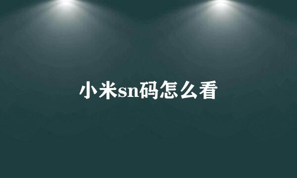 小米sn码怎么看