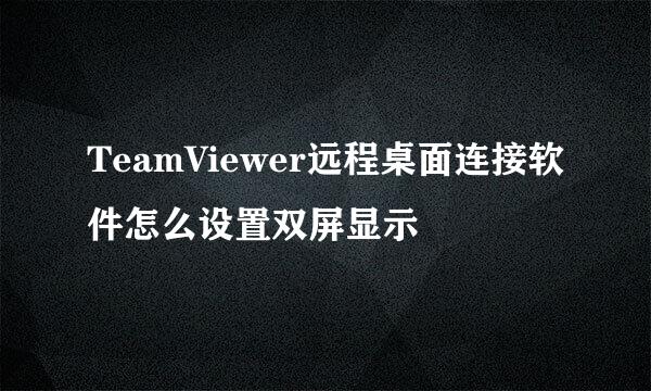 TeamViewer远程桌面连接软件怎么设置双屏显示