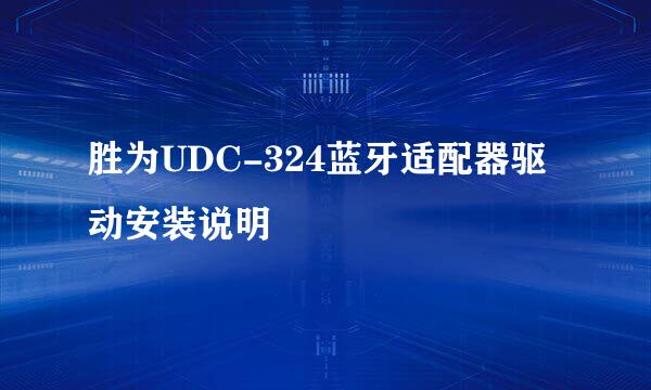 胜为UDC-324蓝牙适配器驱动安装说明