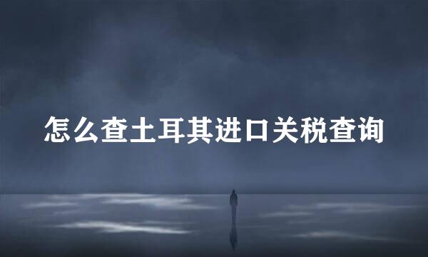怎么查土耳其进口关税查询